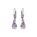 Boucles d'oreille en argent rhodi&eacute; Am&eacute;thyste v&eacute;ritable v&eacute;ritable en forme de poire 7x5mm et fermoir dormeuse Artemare