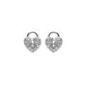 Boucles d'oreille sur Artemare : Boucles d'oreille en argent rhodi&eacute; motif cadenas coeur pav&eacute; d'oxydes blancs et fermoir poussette