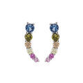 Boucles d'oreille sur Artemare : Boucles d'oreille en argent rhodi&eacute; virgule avec oxydes multicouleur en cascade et fermoir poussette