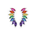 Boucles d'oreille sur Artemare : Boucles d'oreille en argent rhodi&eacute; navettes d'oxydes multicouleur forme d'ailes et fermoir poussette