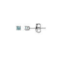 Boucles d'oreille en argent rhodi&eacute; pierre v&eacute;ritable Topaze bleu 2.5mm et fermoir poussette Artemare