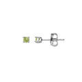 Boucles d'oreille en argent rhodi&eacute; pierre v&eacute;ritable P&eacute;ridot 2.5mm et fermoir poussette