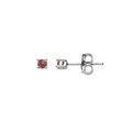 Boucles d'oreille en argent rhodi&eacute; pierre v&eacute;ritable Grenat 2.5mm et fermoir poussette Artemare
