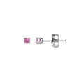 Boucles d'oreille sur Artemare : Boucles d'oreille en argent rhodi&eacute; pierre v&eacute;ritable Tourmaline rose 2.5mm et fermoir poussette
