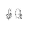 Boucles d'oreille en argent rhodi&eacute; coeur avec oxydes blancs sertis et fermoir dormeuse Artemare