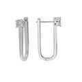 Boucles d'oreille en argent rhodi&eacute; rectangulaire avec 1 oxyde blanc serti