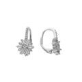 Boucles d'oreille en argent rhodi&eacute; flocon de neige oxyde blanc sertis et fermoir dormeuse