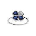 Bagues sur Artemare : Bague en argent rhodi&eacute; tr&egrave;fle et coeur 10mm avec oxydes bleus
