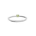 Bague en argent rhodi&eacute; avec pierre v&eacute;ritable P&eacute;ridot 2,5mm