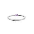 Bague en argent rhodi&eacute; avec pierre v&eacute;ritable Am&eacute;thyste 2,5mm Artemare