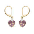Boucles d'oreille en plaqu&eacute; or coeur oxyde violet motif volute et fermoir dormeuse Artemare
