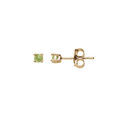 Boucles d'oreille en plaqu&eacute; or pierre v&eacute;ritable P&eacute;ridot 2.5mm et fermoir poussette