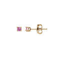 Boucles d'oreille en plaqu&eacute; or pierre v&eacute;ritable Tourmaline rose 2.5mm et fermoir poussette Artemare