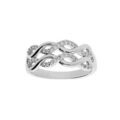 Bague en argent rhodi&eacute; 2 rangs avec motifs infinis et oxydes blancs sertis Artemare