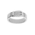 Bague en argent rhodi&eacute; motif ceinture et oxydes blancs sertis