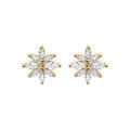 Boucles d'oreille sur Artemare : Boucles d'oreille en plaqu&eacute; or forme fleur oxydes blancs et fermoir poussette