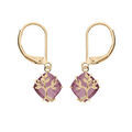 Boucles d'oreille en plaqu&eacute; or oxyde violet motif arbre de vie et fermoir dormeuse
