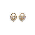 Boucles d'oreille en plaqu&eacute; or cadenas coeur pav&eacute; oxydes blancs et fermoir poussette Artemare