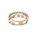 Bague en plaqu&eacute; or 2 rangs avec oxydes blancs sertis et maille rectangulaire Artemare