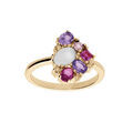 Bague en plaqu&eacute; or g&eacute;om&eacute;trie oxydes roses
