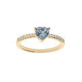 Bague en plaqu&eacute; or forme coeur oxyde bleu ciel et blancs Artemare