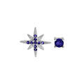 Boucles d'oreille sur Artemare : Boucles d'oreille en argent rhodi&eacute; 1 &eacute;toile oxydes blancs sertis et 1 oxyde bleu fonc&eacute; serti griffe avec fermoir poussette