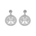 Boucles d'oreille en argent rhodi&eacute; arbre de vie celtique 14mm suspendu contour oxydes blancs sertis et fermoir poussette Artemare
