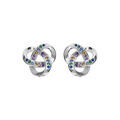 Boucles d'oreille sur Artemare : Boucles d'oreille en argent rhodi&eacute; noeud celtique avec oxydes multi couleurs sertis et fermoir poussette