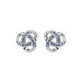 Boucles d'oreille sur Artemare : Boucles d'oreille en argent rhodi&eacute; noeud celtique avec oxydes bleu ciel sertis et fermoir poussette