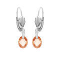 Boucles d'oreille en argent rhodi&eacute; goutte oxyde orange facett&eacute; et fermoir dormeuse