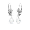 Boucles d'oreille sur Artemare : Boucles d'oreille en argent rhodi&eacute; goutte oxyde blanc facett&eacute; et fermoir dormeuse