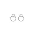 Boucles d'oreille en argent rhodi&eacute; anneaux lisse et avec oxydes blancs et fermoir poussette