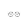 Boucles d'oreille sur Artemare : Boucles d'oreille en argent rhodi&eacute; cercle avec 1 oxyde central blanc serti griffes et contour oxyde blancs sertis fermoir poussette