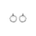 Boucles d'oreille sur Artemare : Boucles d'oreille en argent rhodi&eacute; cercle ondul&eacute; avec oxydes blancs sertis et fermoir poussette
