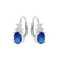 Boucles d'oreille sur Artemare : Boucles d'oreille en argent rhodi&eacute; oxyde blanc et bleu fonc&eacute; avec fermoir dormeuse
