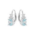 Boucles d'oreille sur Artemare : Boucles d'oreille en argent rhodi&eacute; oxyde blanc et bleu ciel avec fermoir dormeuse