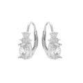 Boucles d'oreille en argent rhodi&eacute; oxydes blancs avec fermoir dormeuse Artemare