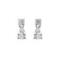 Boucles d'oreille en argent rhodi&eacute; oxyde blanc rond et goutte avec fermoir poussette