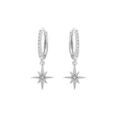 Cr&eacute;oles en argent rhodi&eacute; articul&eacute;es orn&eacute;es d'oxydes blancs sertis et pampille &eacute;toile Artemare