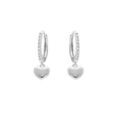 Cr&eacute;oles en argent rhodi&eacute; articul&eacute;es orn&eacute;es d'oxydes blancs sertis et pampille coeur Artemare