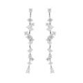 Boucles d'oreille en argent rhodi&eacute; pendante avec cascade d'oxydes blancs sertis fermoir poussette