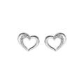 Boucles d'oreille sur Artemare : Boucles d'oreille en argent platin&eacute; coeur oxydes blancs sertis avec fermoir poussette