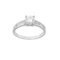 Bague en argent rhodi&eacute; solitaire avec oxydes blancs sertis et 1 oxyde central blanc serti Artemare