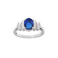 Bague en argent rhodi&eacute; avec oxyde blanc et bleu fonc&eacute; Artemare