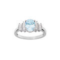 Bague en argent rhodi&eacute; avec oxyde blanc et bleu ciel Artemare