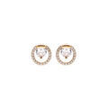Boucles d'oreille en plaqu&eacute; or cercle avec oxydes blancs sertis et 1 oxyde central blanc serti griffes et fermoir poussette Artemare