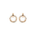Boucles d'oreille sur Artemare : Boucles d'oreille en plaqu&eacute; or cercle ondul&eacute; oxydes blancs sertis et fermoir poussette