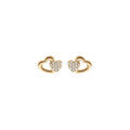 Boucles d'oreille sur Artemare : Boucles d'oreille en plaqu&eacute; or double coeurs oxydes blancs sertis et fermoir poussette