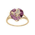 Bague en plaqu&eacute; or coeur avec oxyde violet et volute