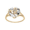 Bague en plaqu&eacute; or coeur avec oxyde blanc et volute Artemare